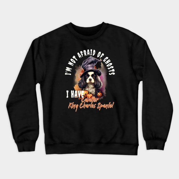 Spaniel Dog Ghost Guardian Vintage Halloween Funny Crewneck Sweatshirt by Sniffist Gang